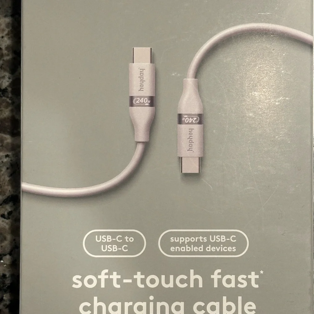 Heyday Soft-Touch Fast Charging Cable and Wall Charger - Light Purple